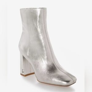 New Sam Edelman Codie Silver Ankle Bootie Leather Size 9